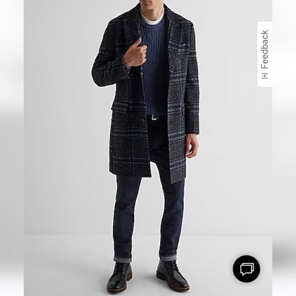 ExpressâPlaidâWool-BlendâTopcoatâsizeâM - Picture 1 of 9